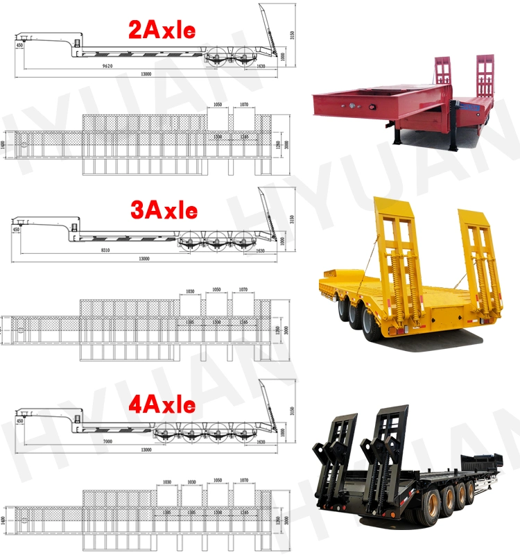 Low Bed Semi Trailer Dimensionssemi Flatbed Trailer Axle for Sale Made in China