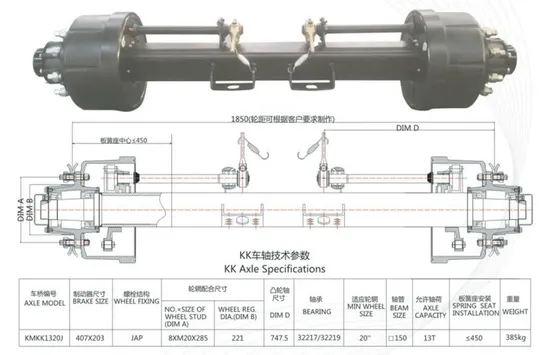 Special Specifications for Thailand Type Axle Kk Axle