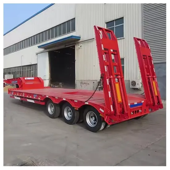 Truck Low Bed Trailer Semi Bed Trailer Container Trailer 70 Ton 3 Axles 40FT Steel 