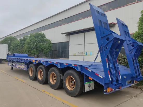 Lowbed Lowboy Low Loader Low Flatbed Low Bed Gooseneck Flat Ramp Hydraulic Platform Low 3 Axle 70ton with Ramp Low Bed Semi Trailer 